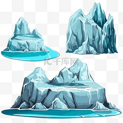 冰川剪贴画集卡通冰山隔离在白色