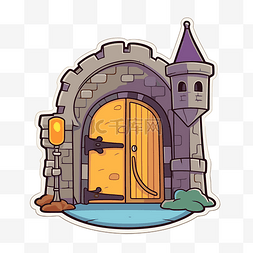 卡通风格的城堡之门 向量