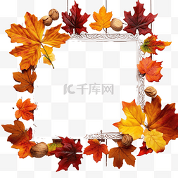 感恩节框架图片_感恩节框架秋叶装饰节日木质