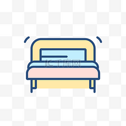 带睡眠线的床概念线符号标志 向