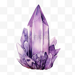 水彩紫色水晶