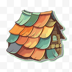 房子图片_带有彩色屋顶的卡通房子 向量