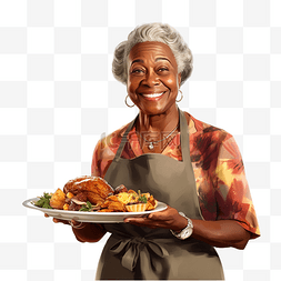 微笑的非洲裔美国祖母在与大人庆