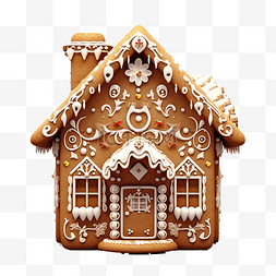 房子和烟囱图片_带烟囱和糖霜装饰圣诞饼干的姜饼