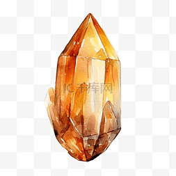 水晶晶簇图片_水晶琥珀的水彩插图