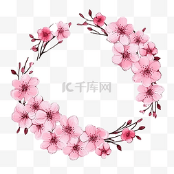粉色樱花或樱花花环框架贴纸