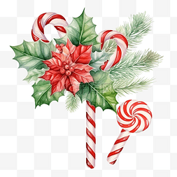 小装饰小玩意图片_圣诞冬青边框与糖果手杖和棒棒糖