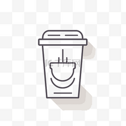 白色背景上的咖啡杯线图标 向量