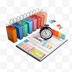 電子商務图片_schedule Shopping e commerce 3d 插图