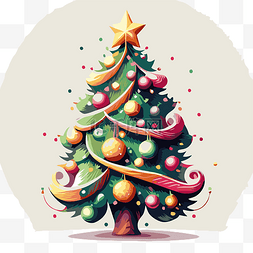卡通圣诞树矢量图图片_裝飾聖誕樹