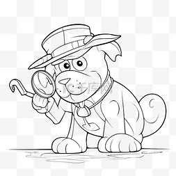 动物爪子卡通图片_用放大镜跟随线索勾勒出侦探狗卡
