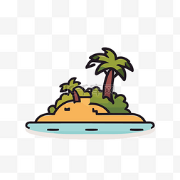 棕榈树平面图片_有棕榈树和白色背景的岛屿 向量