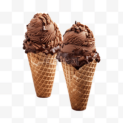 两个阳光明媚的巧克力冰淇淋甜筒
