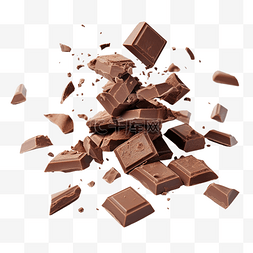 巧克力块 孤立的飞行巧克力片