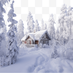芬兰圣诞节雪冬森林的房子