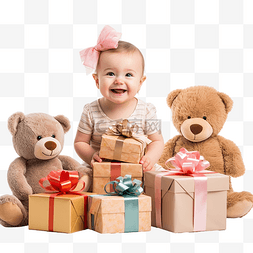小女婴住在许多庆祝生日或圣诞节