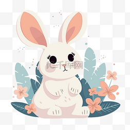 兔子贴纸插画图片_简单的兔子