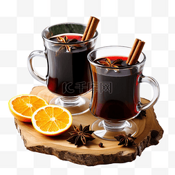 柑橘桉树图片_木桌上的玻璃杯美味圣诞热酒