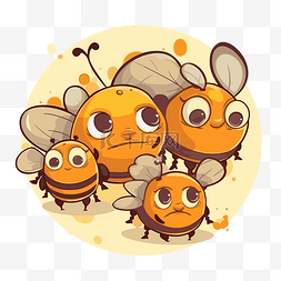 三只大脸大眼睛的蜜蜂剪贴画 向