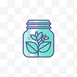 养护图标图片_带有植物符号的绿色罐子 向量
