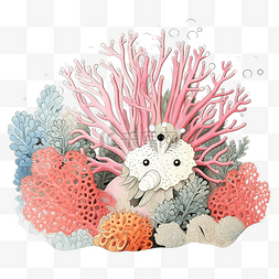 热带海洋珊瑚礁上有海葵的 Diogenes