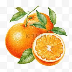 水果蔬菜透明素材图片_橙色插画彩色绘画