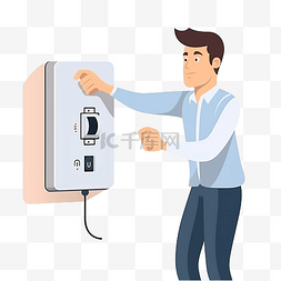 关闭的按钮图片_男子使用断路器关闭电源或停止互