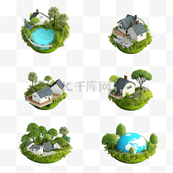 建造家园图片_3d 插图生态家园在地球母亲日集