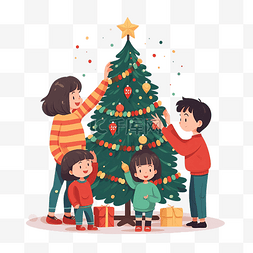 父母站着图片_妈妈和她的两个孩子站着装饰圣诞