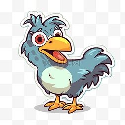 卡通蓝色小鸡图片_蓝色小鸡贴纸动物卡通人物 向量