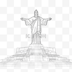 巴西地标图片_救世主基督地标前立面图的轮廓简