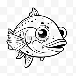 画一条卡通鱼，眼睛睁开轮廓草图