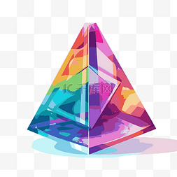 彩色玻璃几何图片_棱镜剪贴画多彩金字塔抽象图形 3d