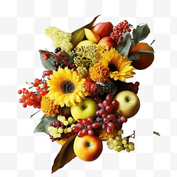 五色食物图片_木桌上平放的水果新鲜花束 — 感