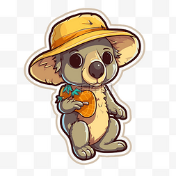澳洲底图图片_带有戴着帽子和番石榴的考拉熊的