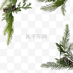 桌子创意图片_由圣诞树枝和纸卡制成的创意布局