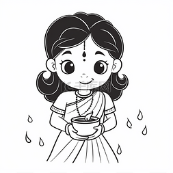 印度纱丽图片_印度卡通蹒跚学步的女孩在纱丽与
