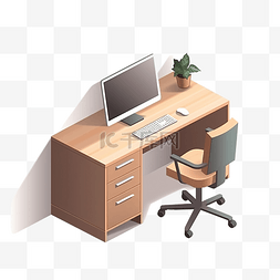 家具办公桌图片_孤立的等距办公桌