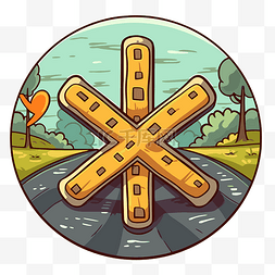 十字路口标志图片_为动画电影卡通十字路口图标设置