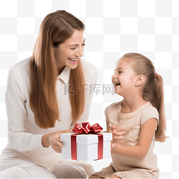 孩子们和妈妈图片_小女孩给她妈妈一个装有圣诞礼物