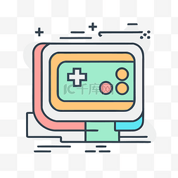 彩色线条中的视频游戏控制台图标