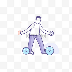 男人在地板上用球努力工作的图标