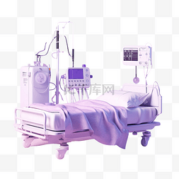 渲染床图片_病人的床周围有脉搏计盐水软管听