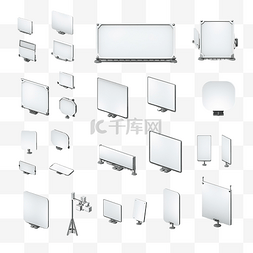 街道的场景图片_等距纯白色广告牌 3D 通用场景收