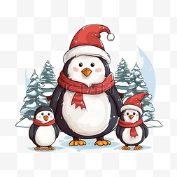 寒假元素矢量图图片_圣诞贺卡与圣诞圣诞老人企鹅和驯