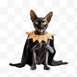 有趣的斯芬克斯猫穿着可怕的服装