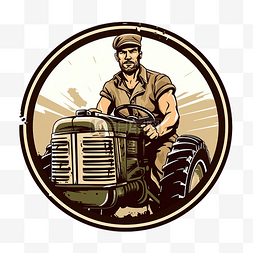老式拖拉机农民驾驶