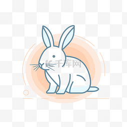 兔子角色的白色圆圈轮廓图标 向