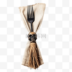 餐巾纸刀叉图片_带有刷子骨架形状的夹子的餐巾，