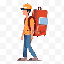 背着手的男人图片_背着背包的男人背着行李旅行卡通